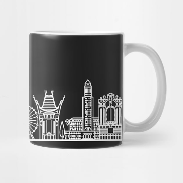 Los Angeles Skyline in white with details by Mesyo